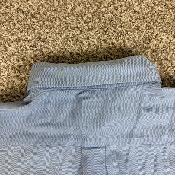 Brooks Brothers Cotton Cashmere Herringbone Button Down Shirt Blue Mens Medium R - Picture 7 of 10